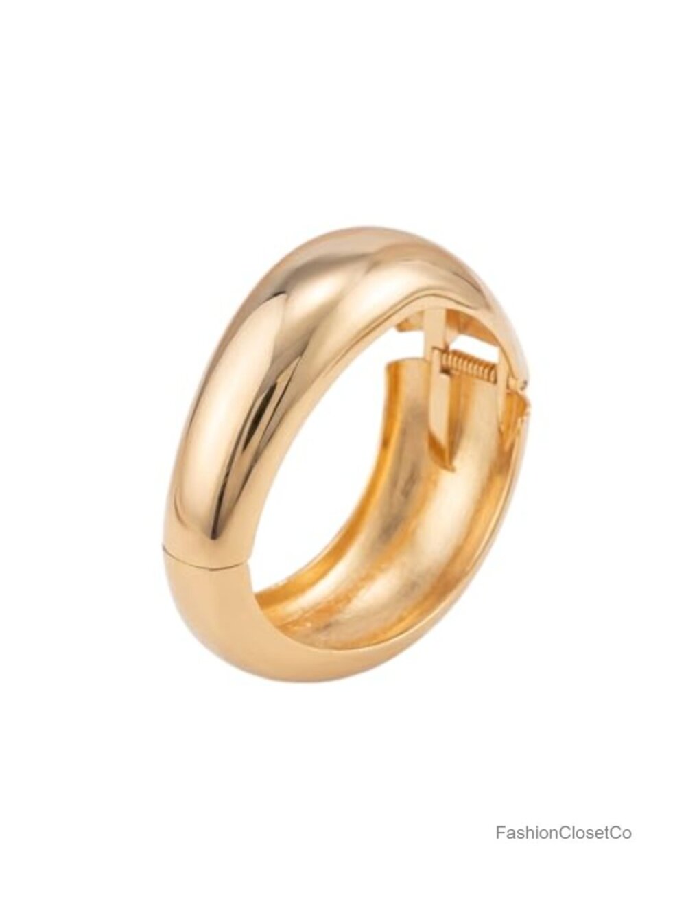 Wide Chunky Statement Cuff Bangle Bracelet - 18K Gold Plated Hypoallergenic